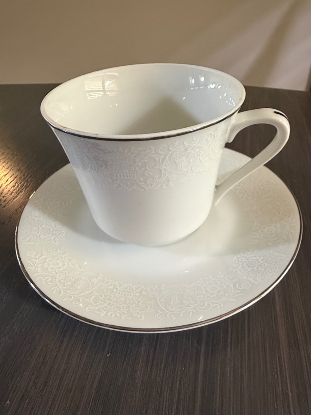 Crescent China by Ranmaru-Silverlace pattern tea cup with saucer